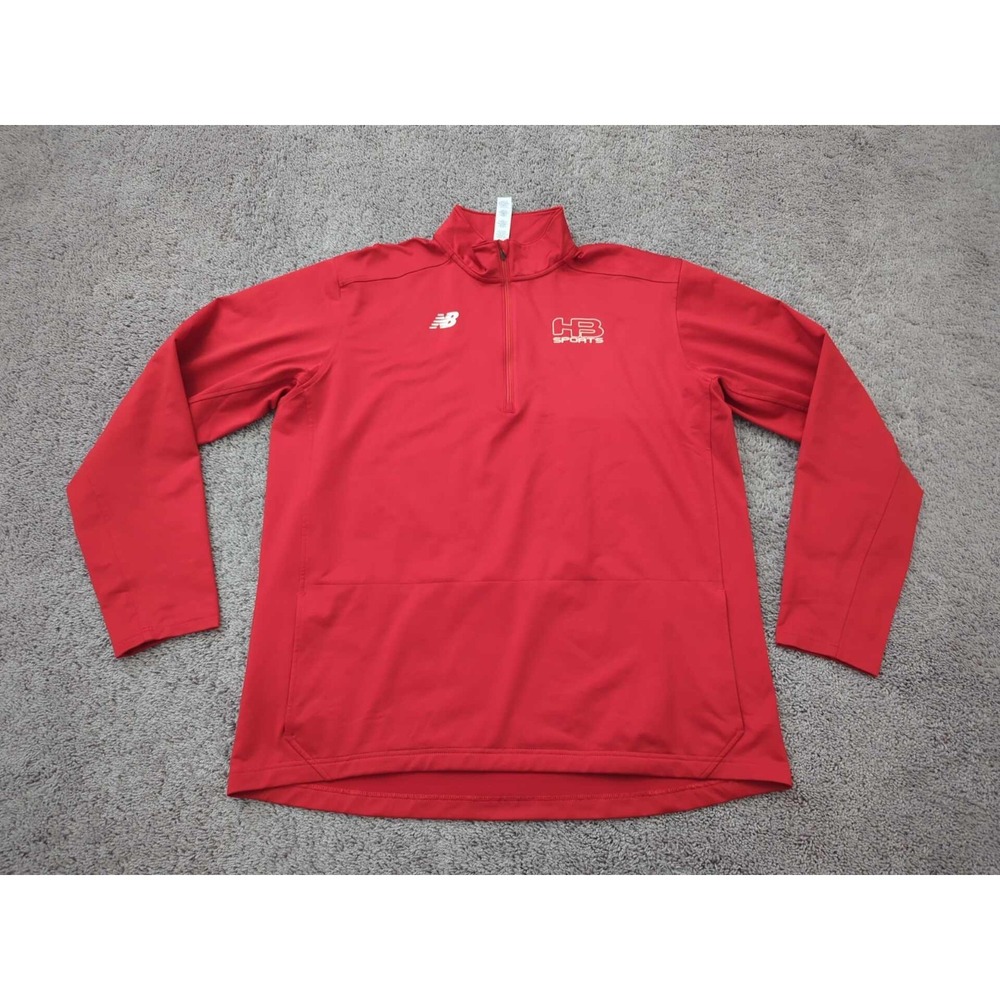 HB Sports Sweatshirt Mens 2XL Pullover 1/4 Zip Long‎ Sleeve New Balance Red